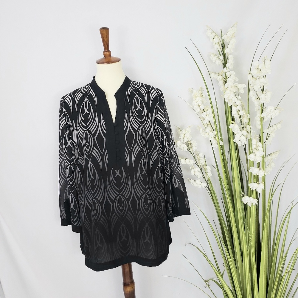 JM Collection Black & Grey Tunic Size 1